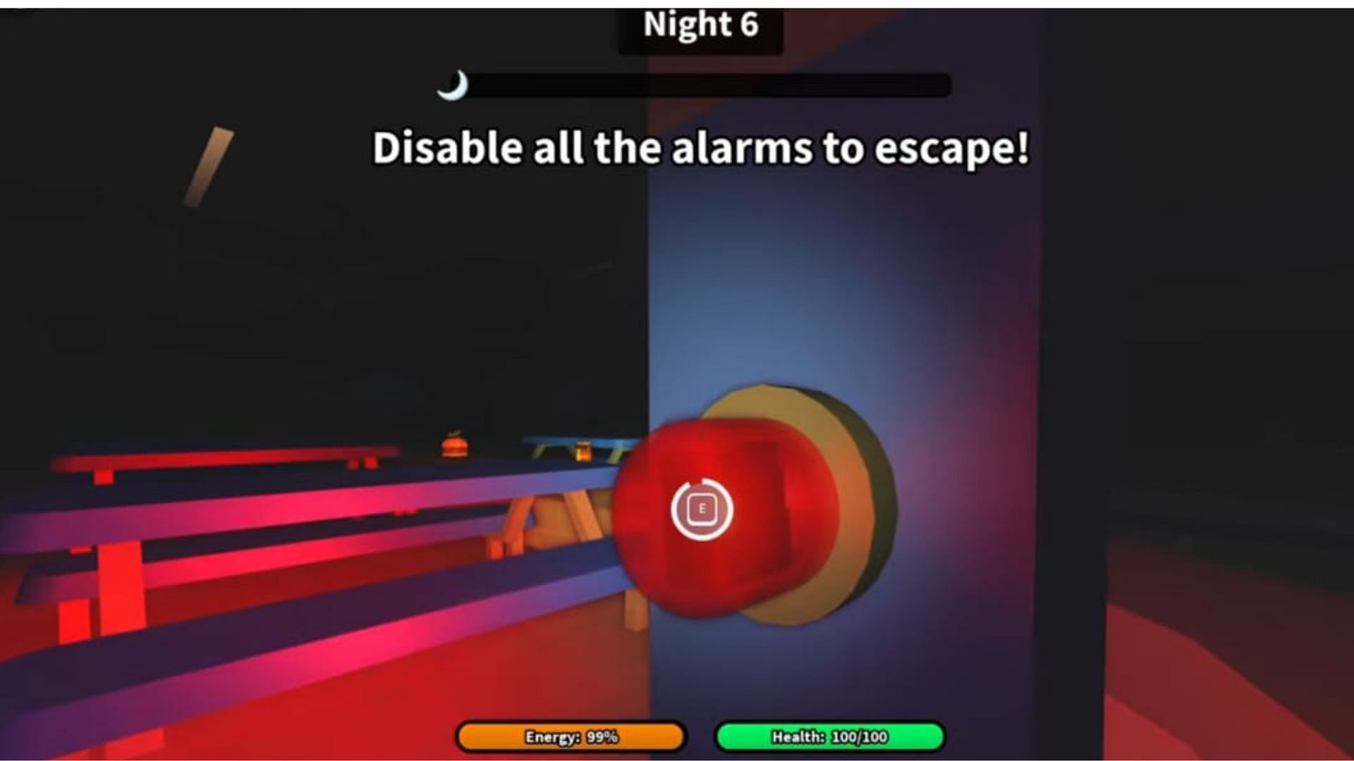 A total of five alarms need to be disabled to escape (Image via Roblox)